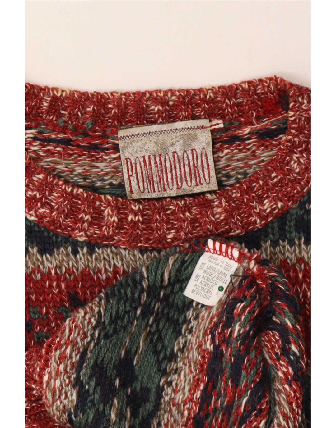 Vintage Mens Crew Neck Jumper Sweater Medium Multicoloured Fair Isle Wool