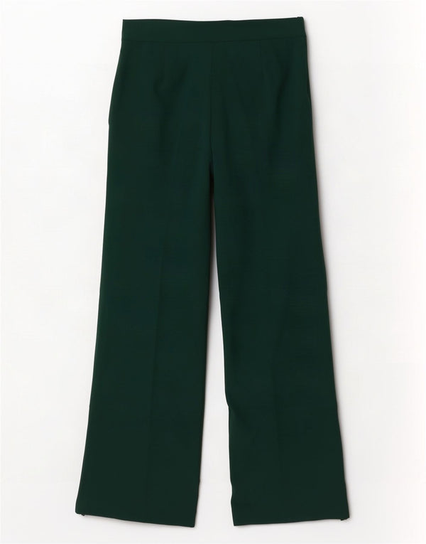 Zara Womens Wide Leg Casual Trousers Large W30 L34 Green Polyester