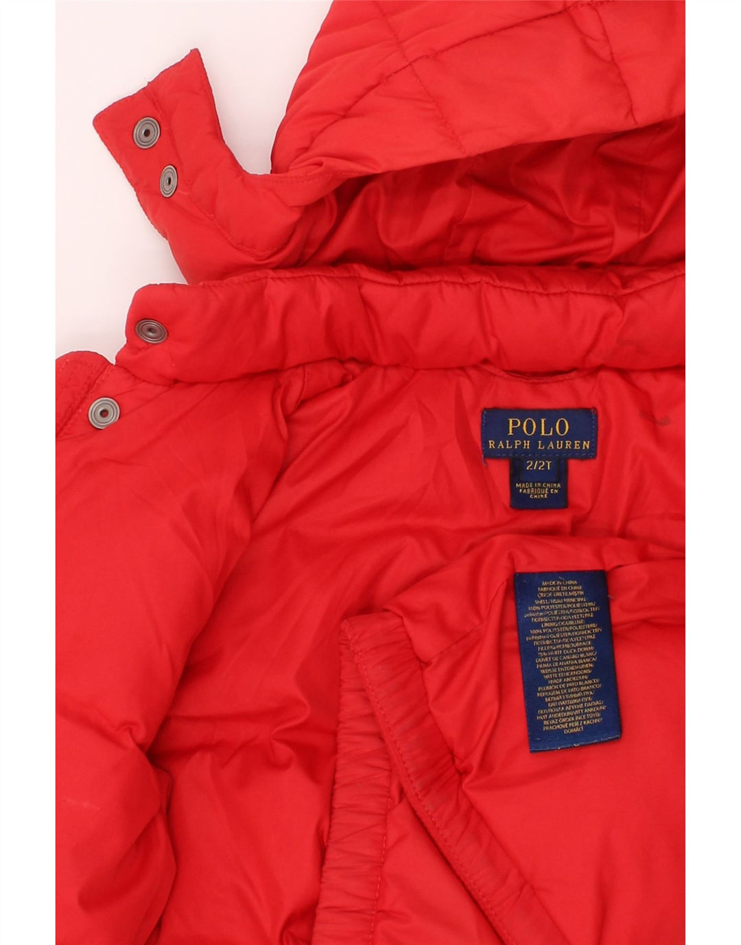 Polo Ralph Lauren Baby Boys Hooded Padded Jacket 18-24 Months Red Polyester