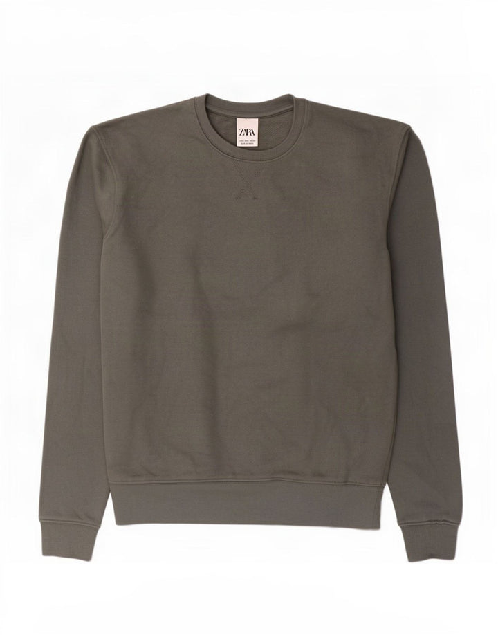 Zara Mens Sweatshirt Jumper Small Green Cotton