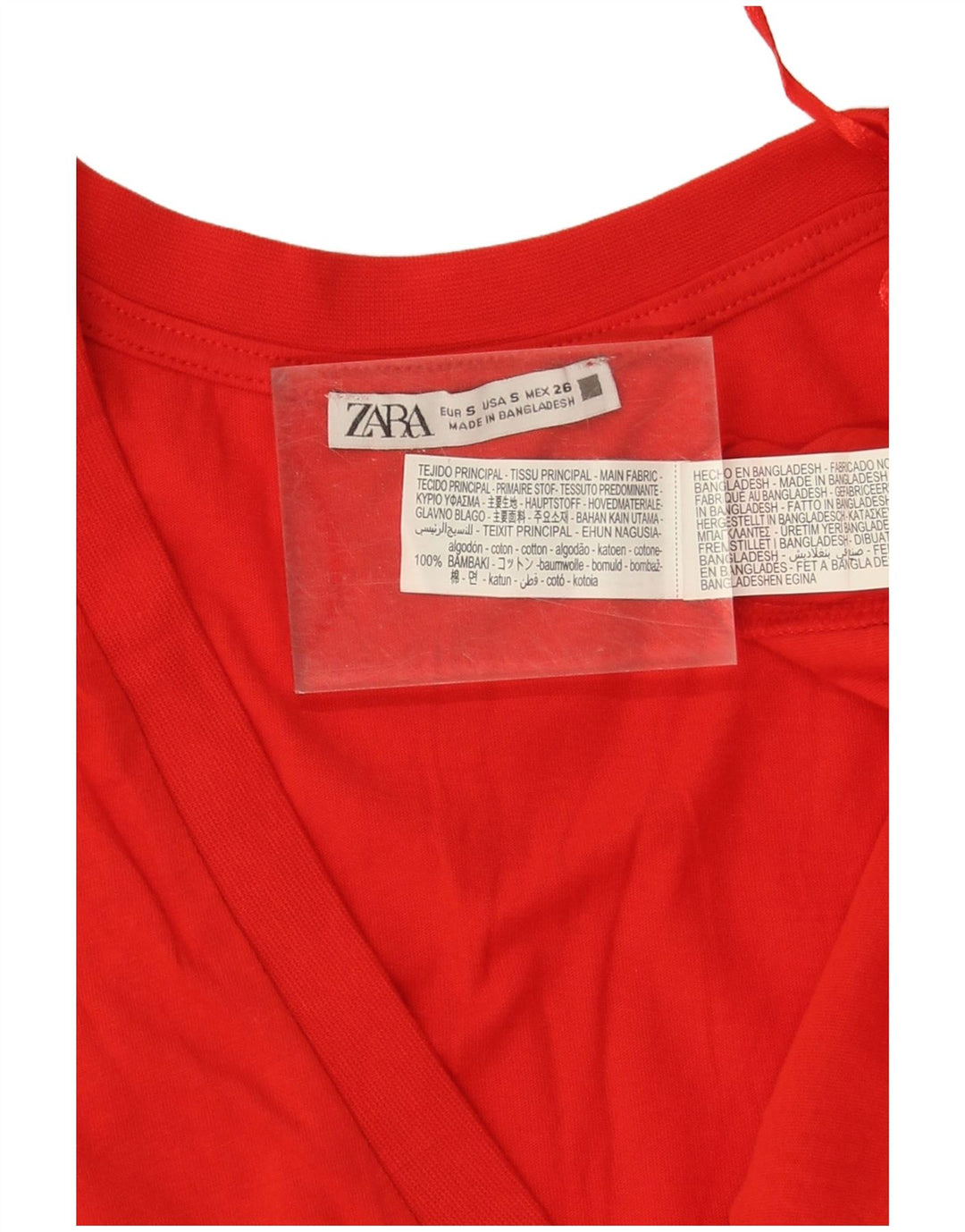 Zara Womens Oversized T-Shirt Top UK 10 Small Red Cotton