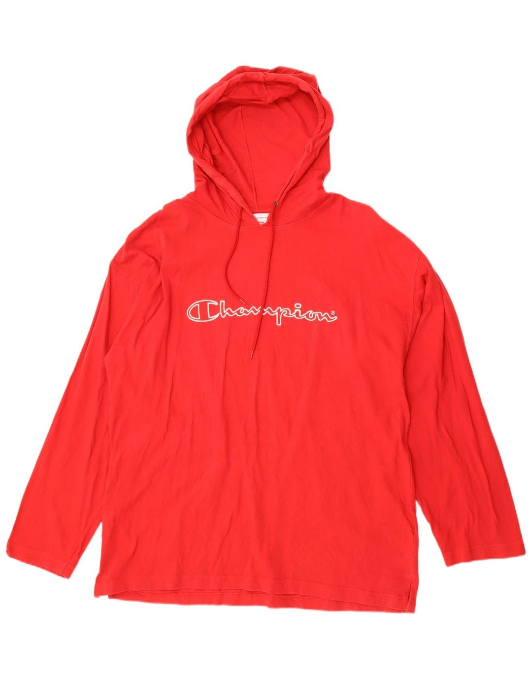 Champion Mens Hooded Graphic Top Long Sleeve XL Red Cotton