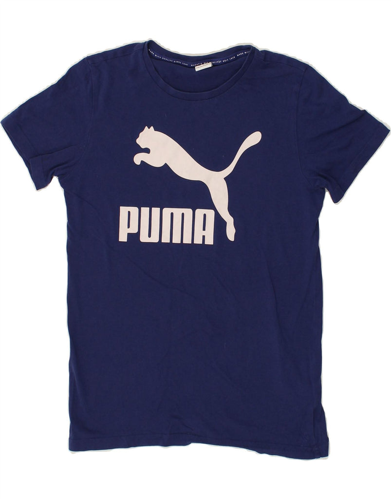 PUMA Boys Graphic T-Shirt Top 13-14 Years Navy Blue Cotton | Vintage Puma | Thrift | Second-Hand Puma | Used Clothing | Messina Hembry 