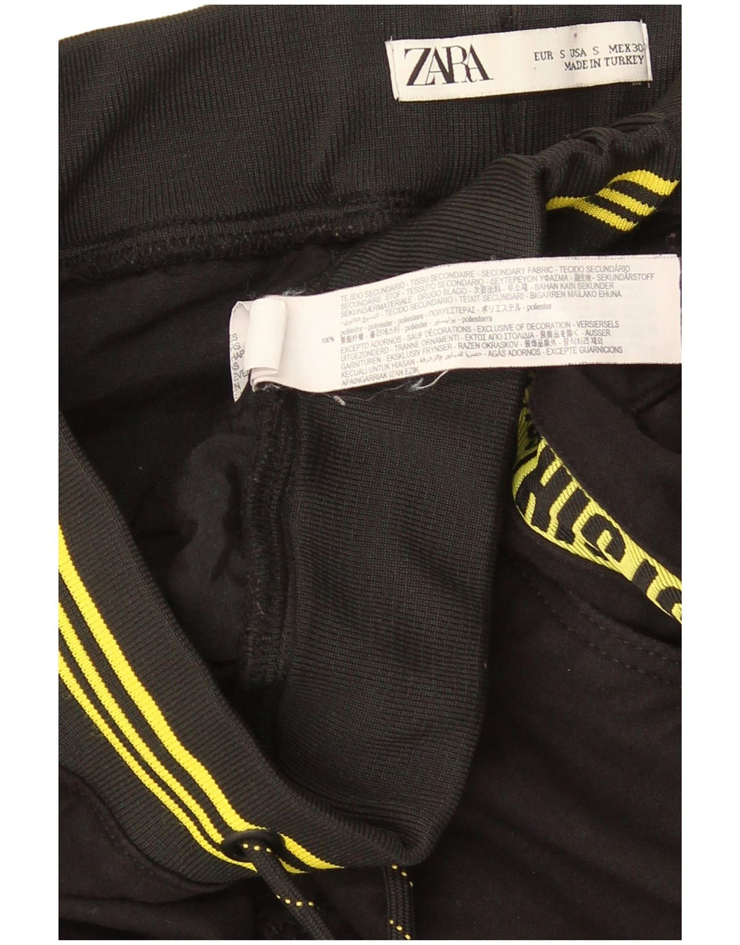 Zara Mens Graphic Tracksuit Trousers Small Black Polyester