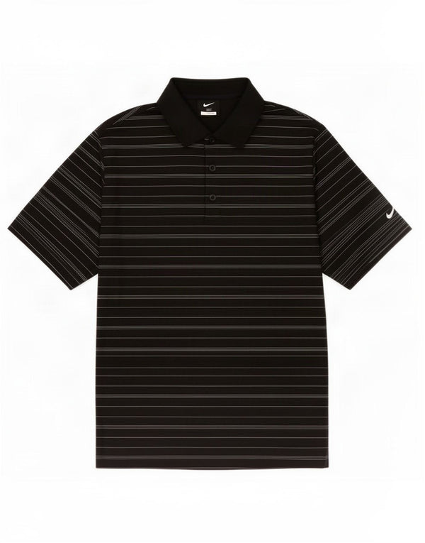 Nike Mens Polo Shirt UK 36/38 Small Black Striped Polyester
