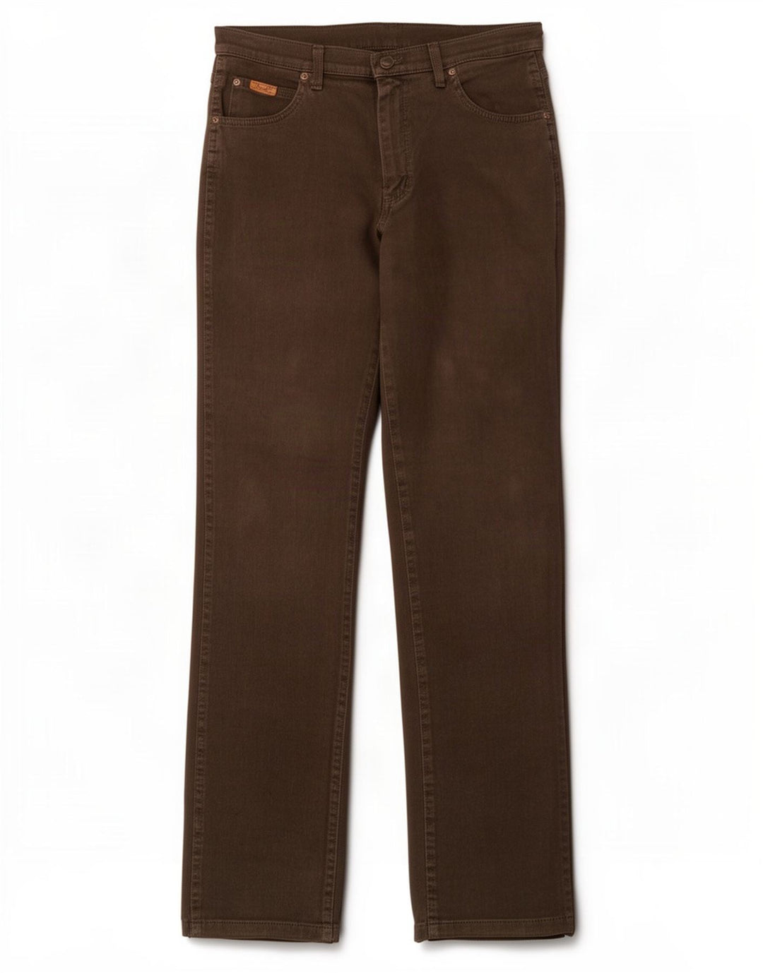 Wrangler Mens Texas Stretch Straight Jeans W33 L36 Brown Cotton