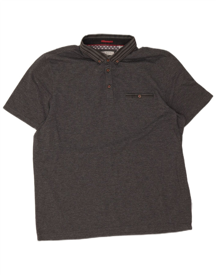 Ted Baker Mens Polo Shirt Size 6 2XL Grey Polyester
