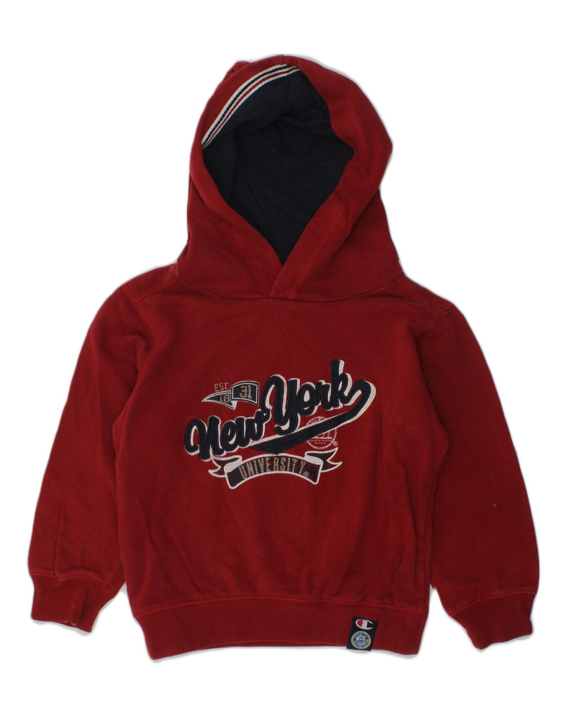 CHAMPION Boys Graphic Hoodie Jumper 3-4 Years 2XS Red Cotton | Vintage Champion | Thrift | Second-Hand Champion | Used Clothing | Messina Hembry 