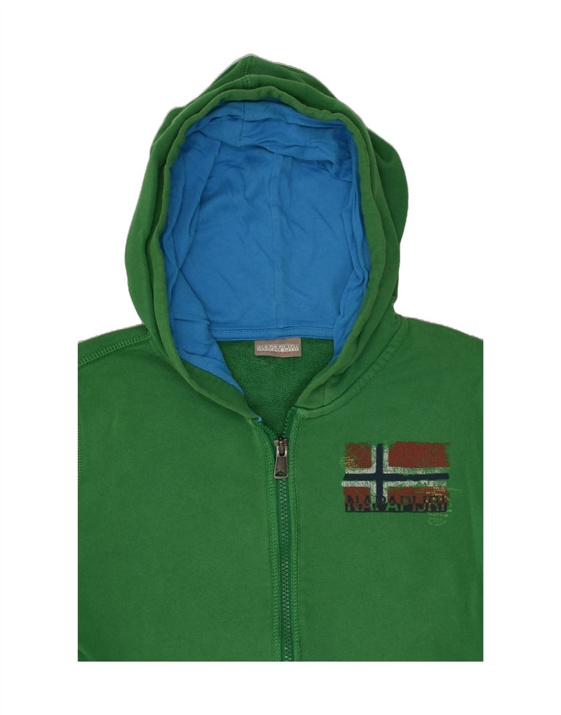 NAPAPIJRI Boys Zip Hoodie Sweater 11-12 Years Green Cotton | Vintage Napapijri | Thrift | Second-Hand Napapijri | Used Clothing | Messina Hembry 