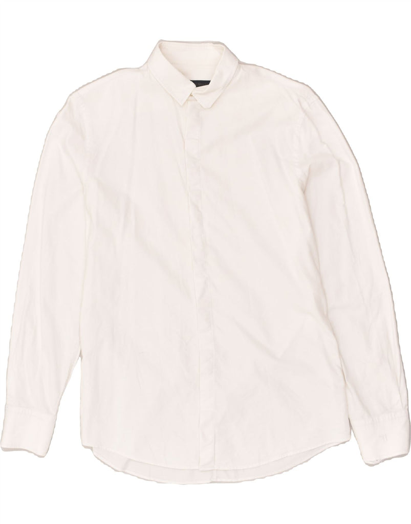 TRUSSARDI Mens Shirt Size 41 Medium White Cotton | Vintage Trussardi | Thrift | Second-Hand Trussardi | Used Clothing | Messina Hembry 