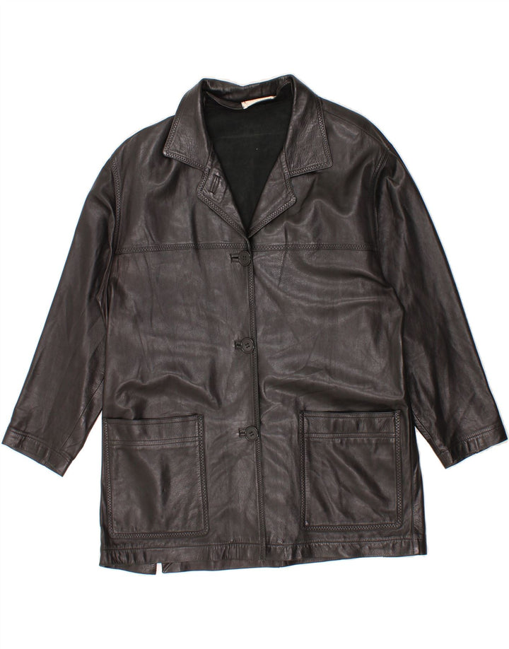 VINTAGE Womens Leather Jacket IT 42 Medium Black Vintage Vintage and Second-Hand Vintage from Messina Hembry 
