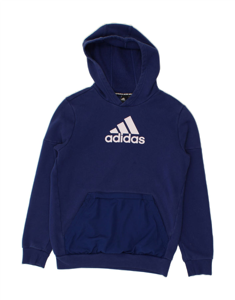 ADIDAS Womens Graphic Hoodie Jumper UK 10 Small Navy Blue Cotton | Vintage Adidas | Thrift | Second-Hand Adidas | Used Clothing | Messina Hembry 