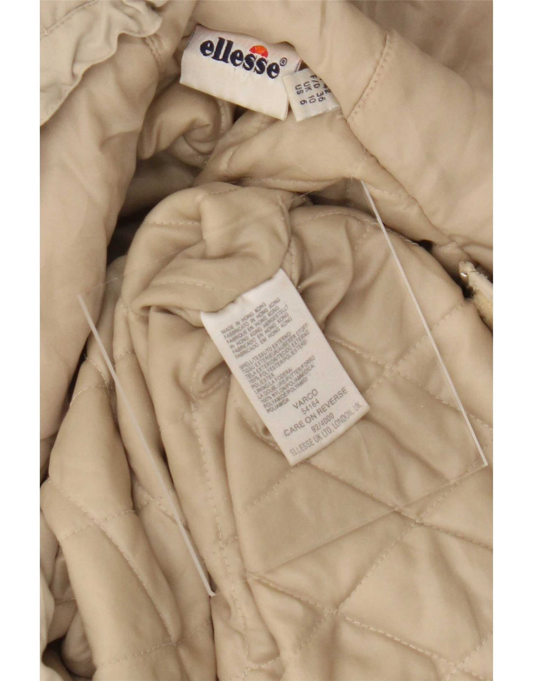 Ellesse Womens Hooded Oversized Anorak Jacket UK 10 Small Beige Polyester
