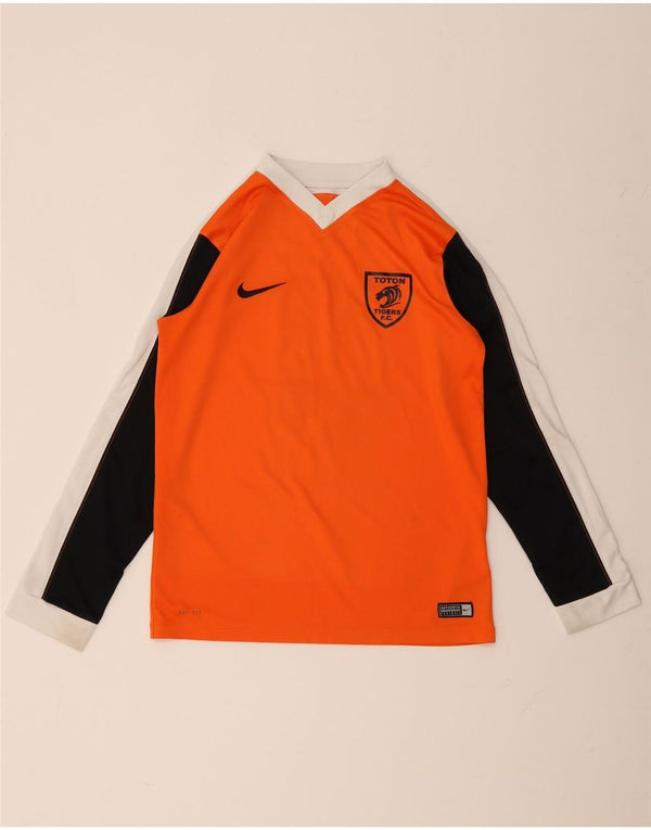 Nike Boys Graphic Top Long Sleeve 12-13 Years Large Orange