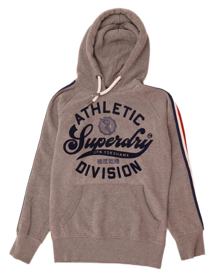 SUPERDRY Mens Graphic Hoodie Jumper XS Grey Cotton