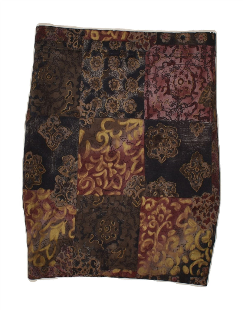 VINTAGE Womens Pencil Skirt UK 14 Medium W28  Brown Patchwork Cotton | Vintage Vintage | Thrift | Second-Hand Vintage | Used Clothing | Messina Hembry 