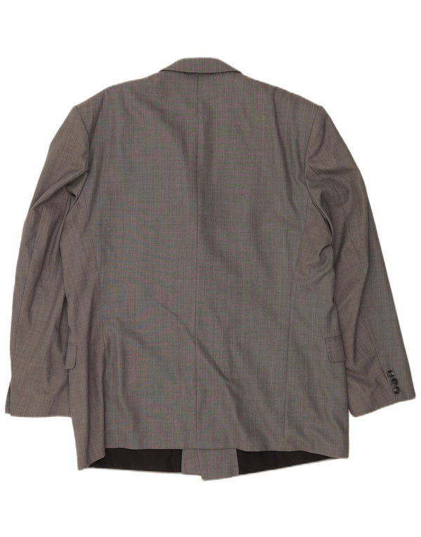C & A Mens Double Breasted Blazer Jacket IT 54 2XL Grey Polyester