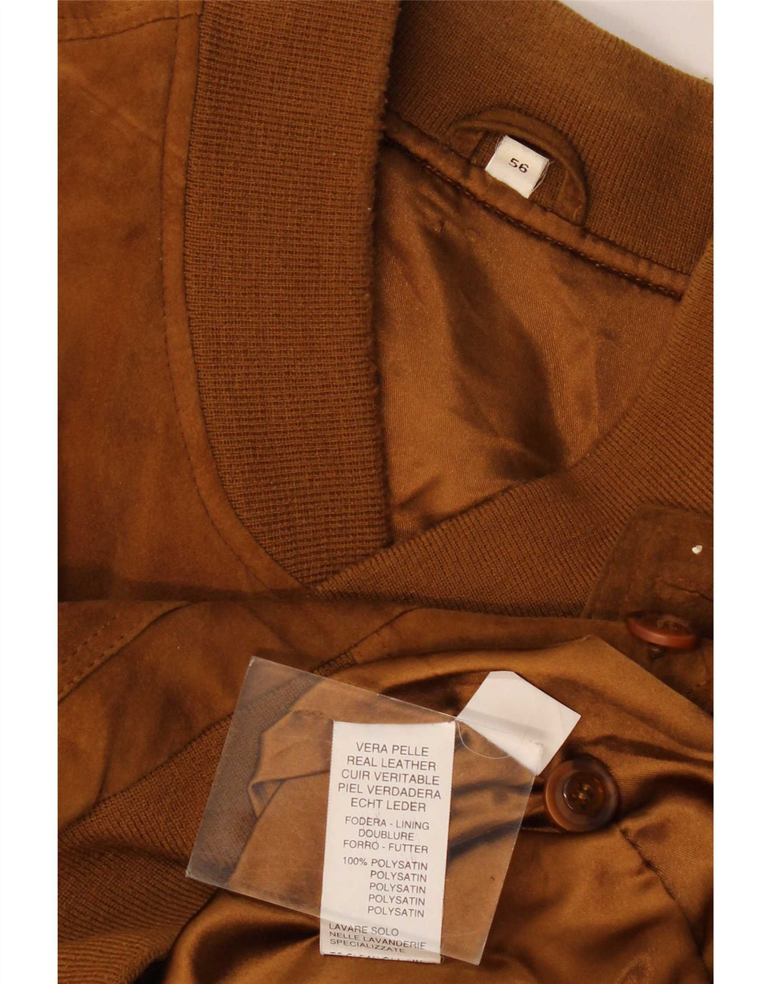 Vintage Mens Suede Bomber Jacket IT 56 3XL Brown Leather