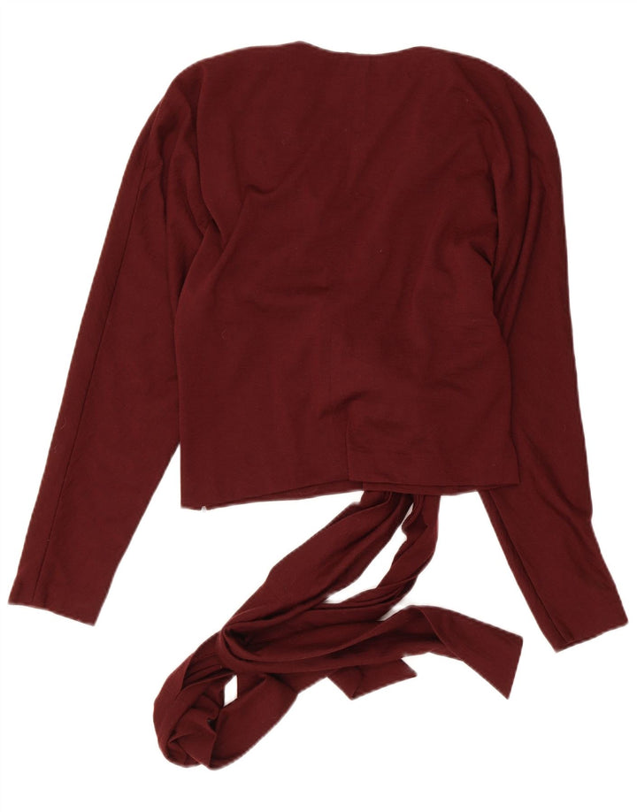 Luisa Spagnoli Womens Front Tie V-Neck Jumper Sweater IT 42 Medium Maroon