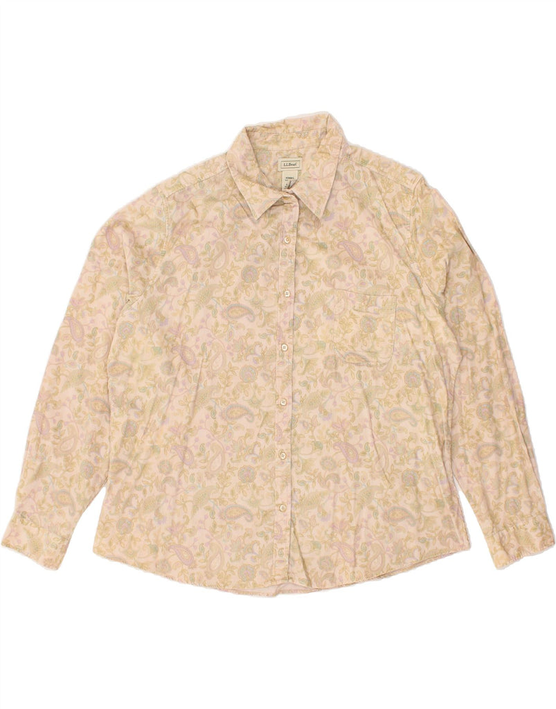 L.L.BEAN Womens Corduroy Shirt UK 18 XL Beige Paisley Cotton | Vintage L.L.Bean | Thrift | Second-Hand L.L.Bean | Used Clothing | Messina Hembry 