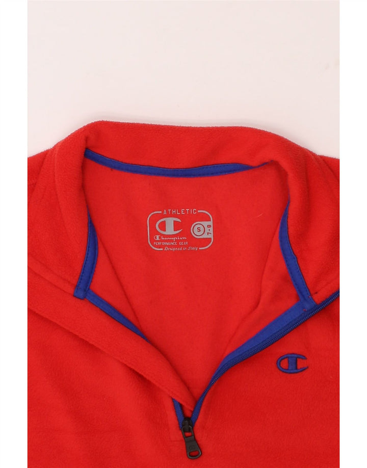 CHAMPION Girls Zip Neck Fleece Jumper 7-8 Years Small  Red Polyester Vintage Champion and Second-Hand Champion from Messina Hembry 