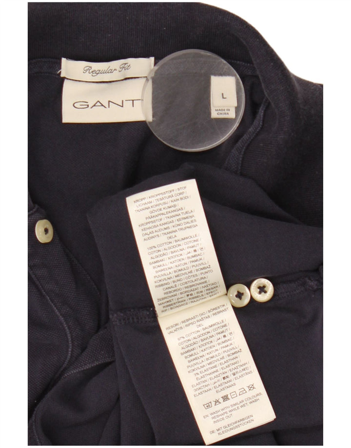 Gant Mens Regular Fit Polo Shirt Large Navy Blue Cotton