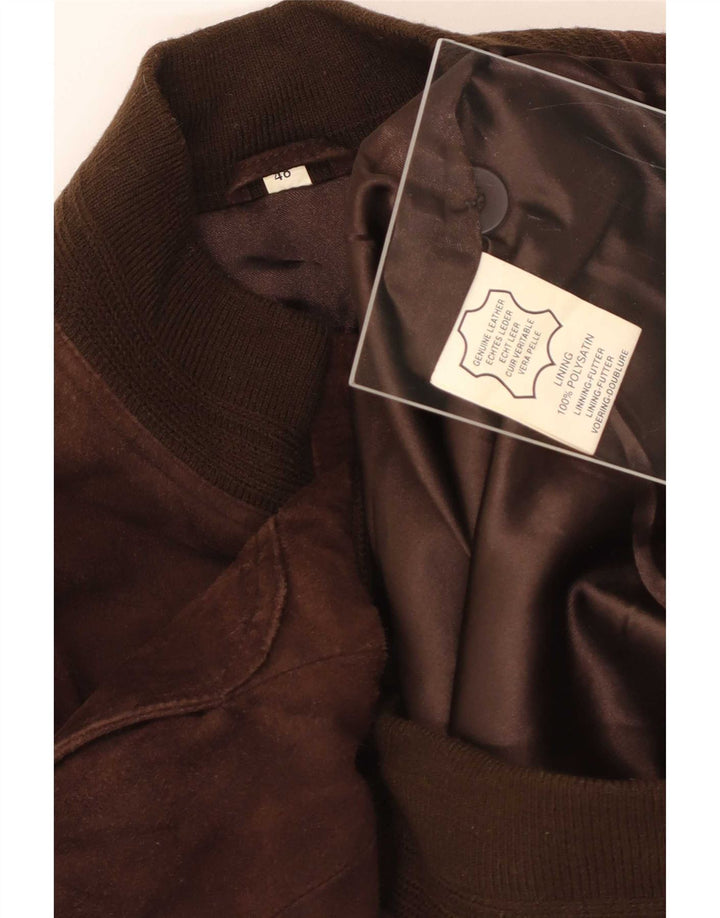 Vintage Mens Suede Bomber Jacket IT 48 Medium Brown Leather