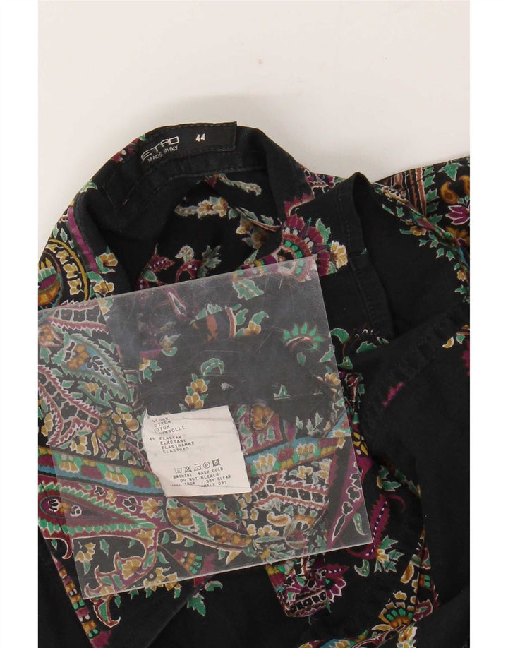 Etro Womens Shirt IT 44 Medium Black Paisley Cotton