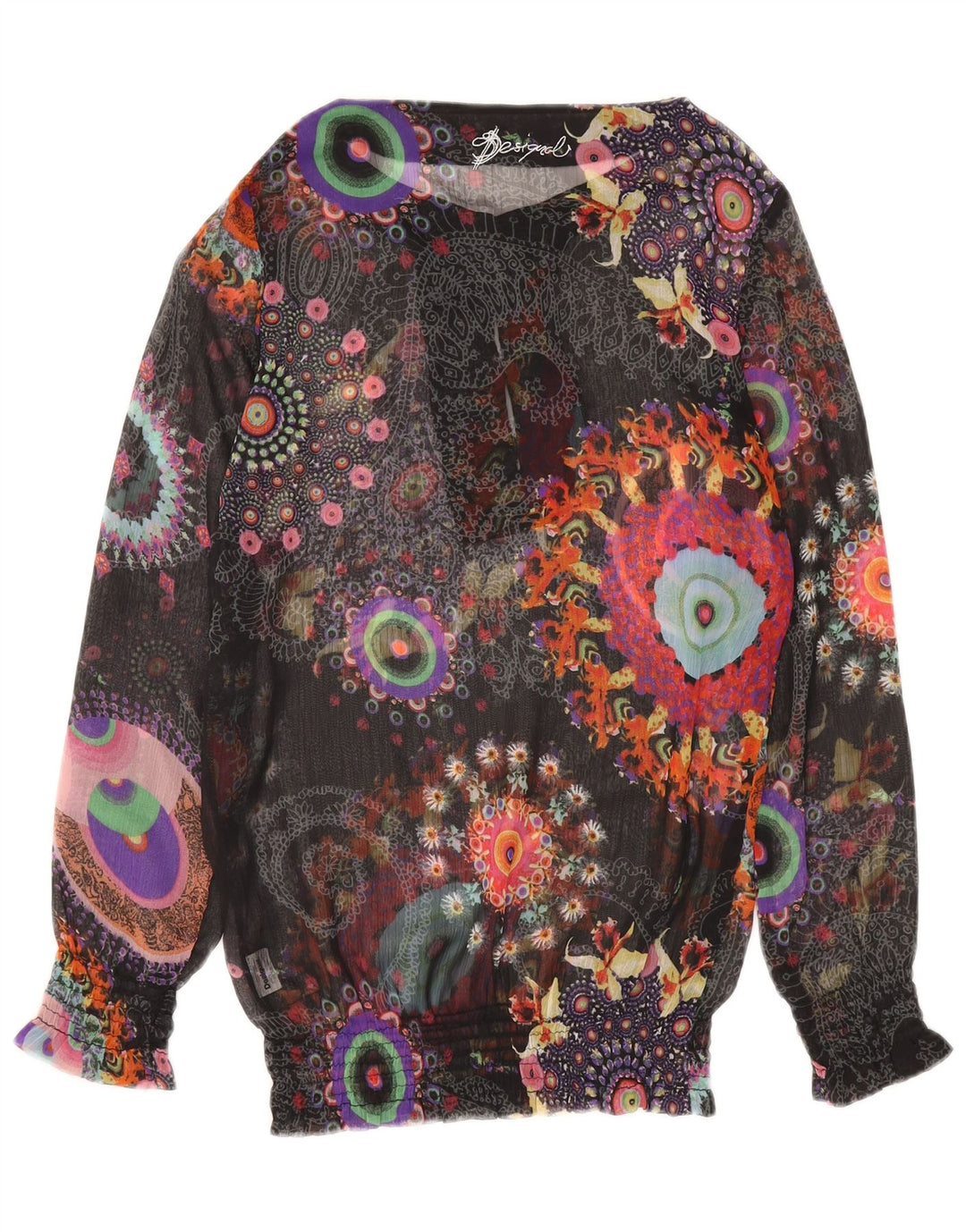 Desigual Womens See Through Blouse Top UK 12 Medium Multicoloured Floral