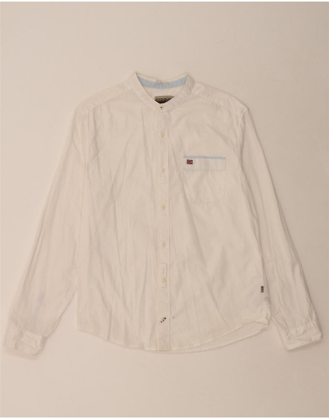 NAPAPIJRI Mens Geographic Regular Fit Shirt Medium White Cotton