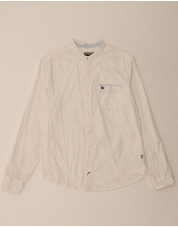 NAPAPIJRI Mens Geographic Regular Fit Shirt Medium White Cotton