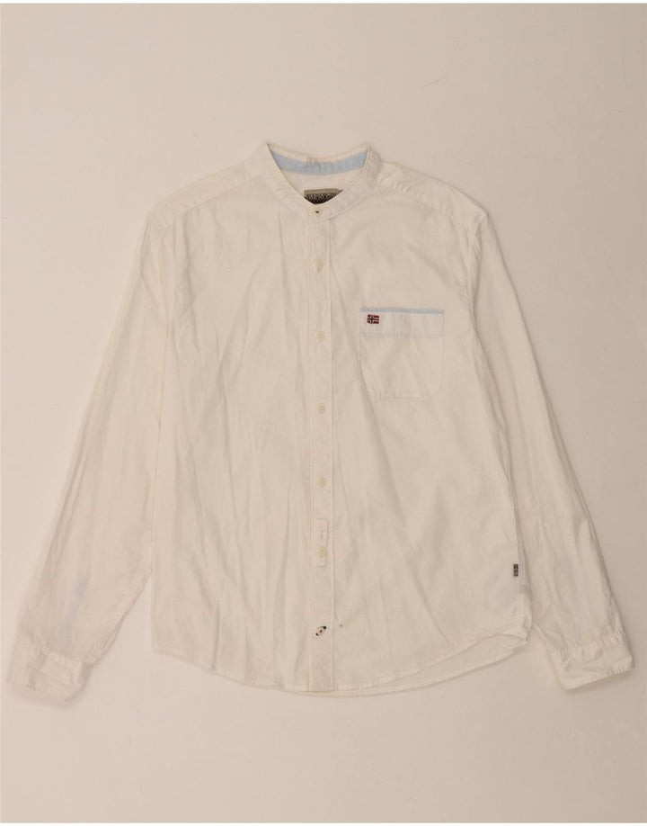 NAPAPIJRI Mens Geographic Regular Fit Shirt Medium White Cotton