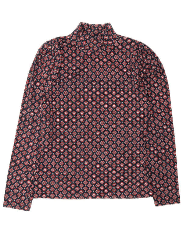 Joules Womens Top Long Sleeve UK 10 Small Blue Floral Cotton