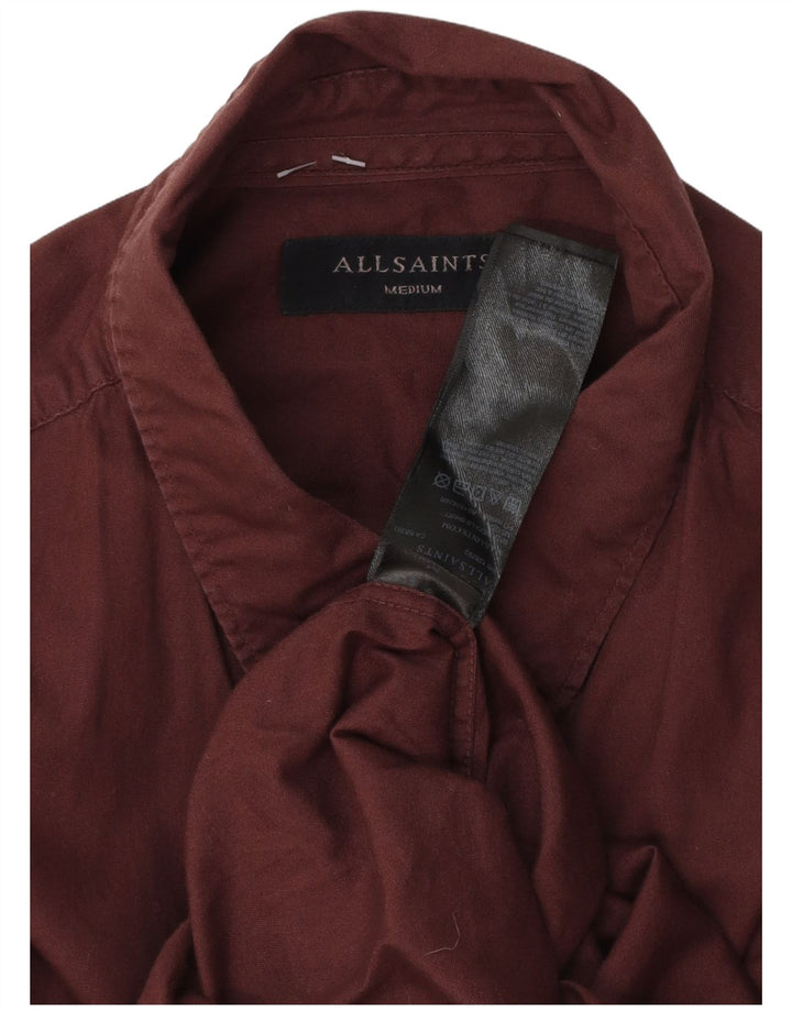 All Saints Mens Shirt Medium Burgundy Cotton