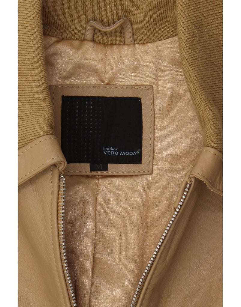VERO MODA Womens Leather Jacket UK 12 Medium Beige Leather Vintage Vero Moda and Second-Hand Vero Moda from Messina Hembry 