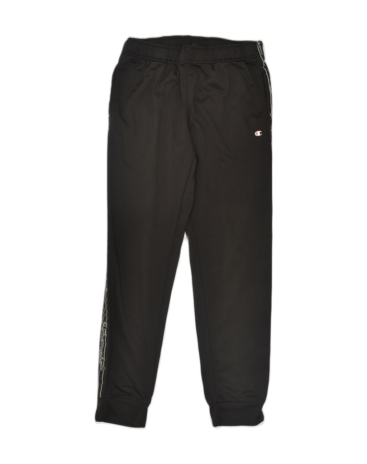 CHAMPION Mens Graphic Tracksuit Trousers Joggers Large Black Polyester