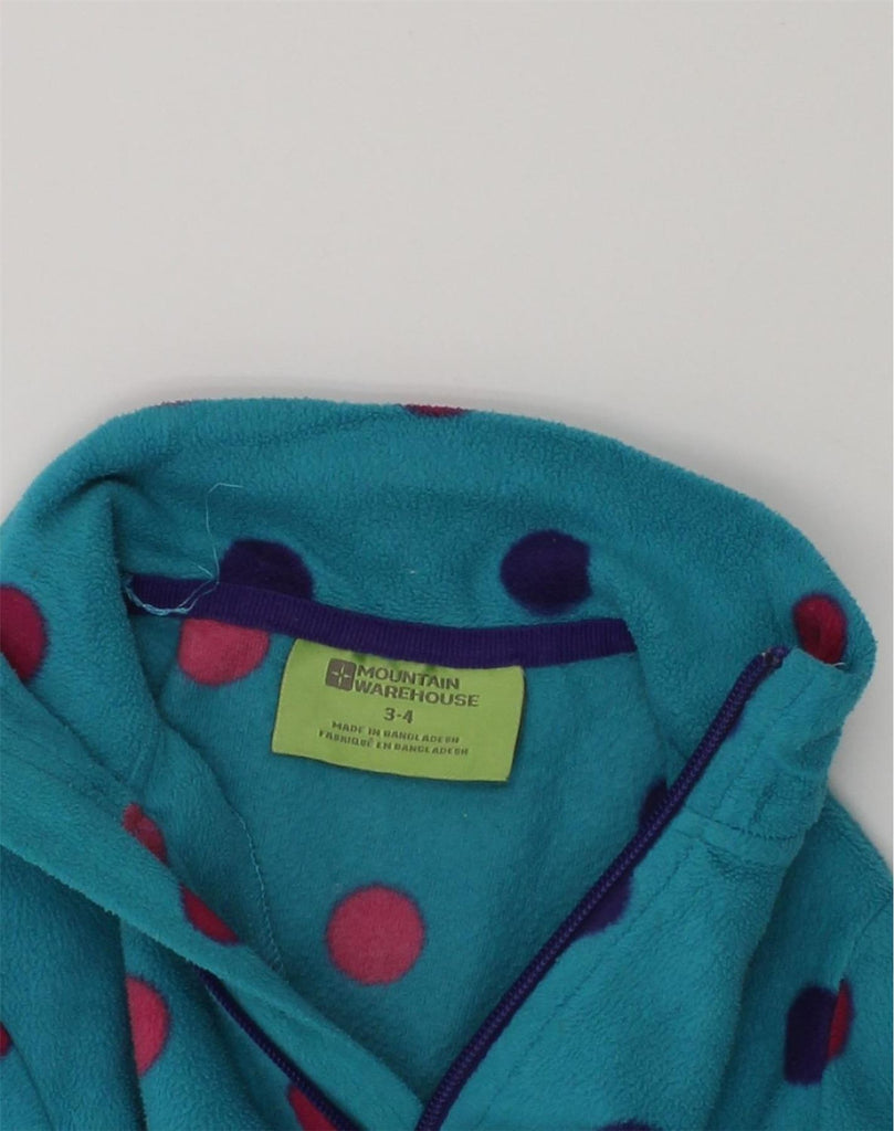 MOUNTAIN WAREHOUSE Girls Zip Neck Fleece Jumper 3-4 Years Blue Spotted | Vintage Mountain Warehouse | Thrift | Second-Hand Mountain Warehouse | Used Clothing | Messina Hembry 