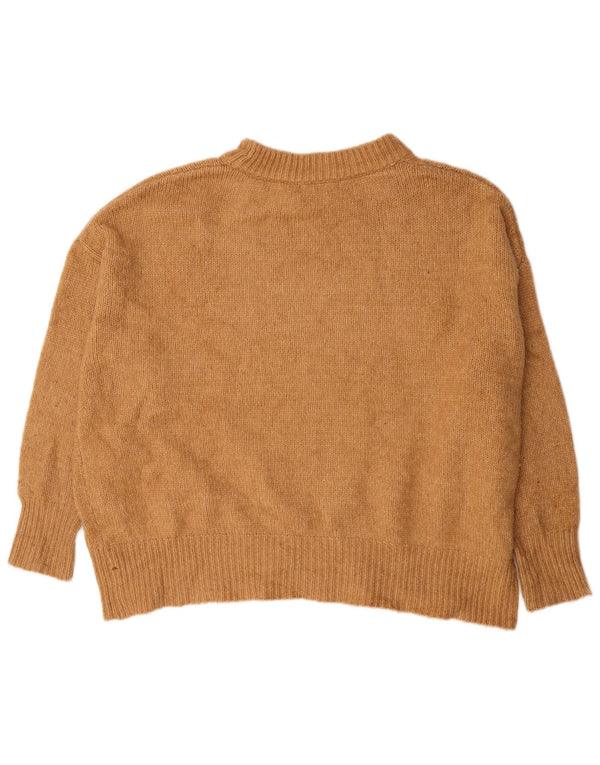 Zara Womens Oversized Turtle Neck Jumper Sweater UK 10 Small Beige Acrylic