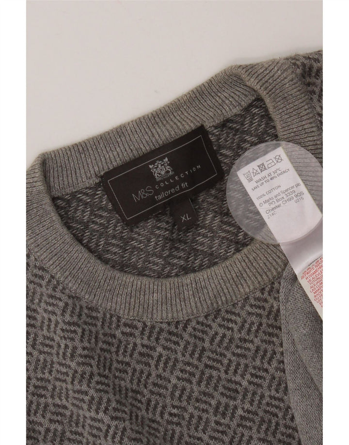 Marks & Spencer Mens Tailored Fit Crew Neck Jumper Sweater XL Grey