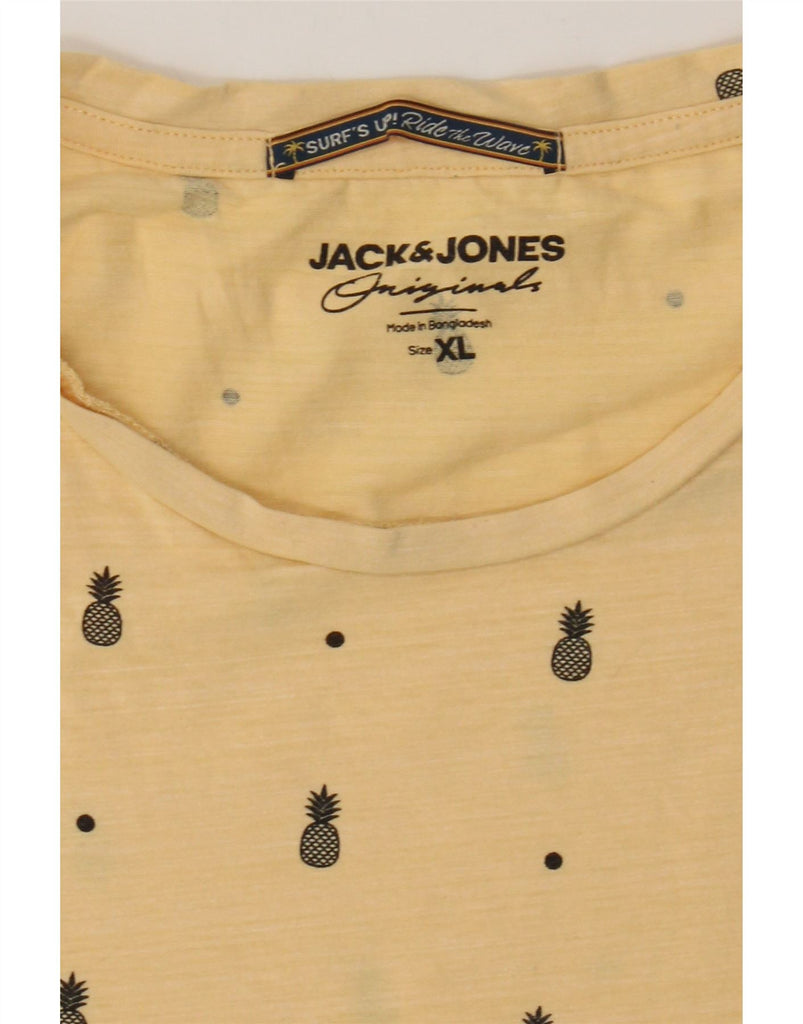 JACK & JONES Mens Graphic T-Shirt Top XL Yellow Spotted Vintage Jack & Jones and Second-Hand Jack & Jones from Messina Hembry 
