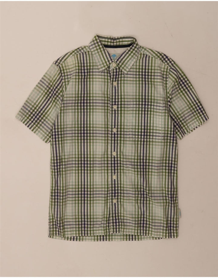 Fat Face Mens Short Sleeve Shirt Small Green Gingham Cotton