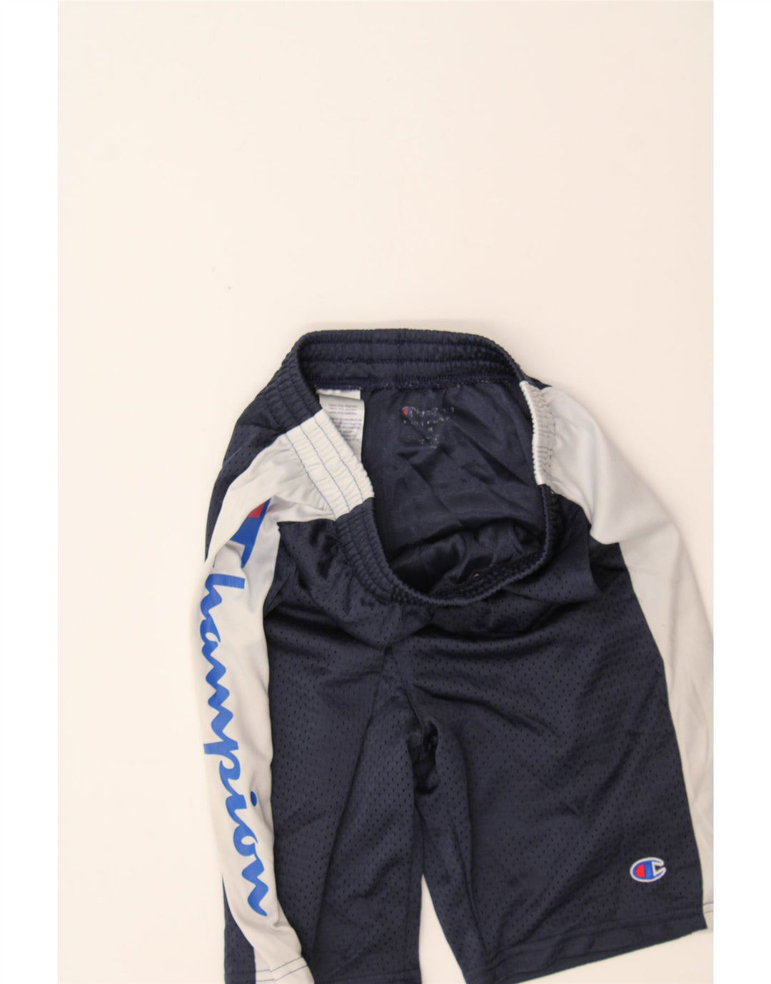 CHAMPION Boys Sport Shorts 10-11 Years Medium Navy Blue Colourblock Vintage Champion and Second-Hand Champion from Messina Hembry 