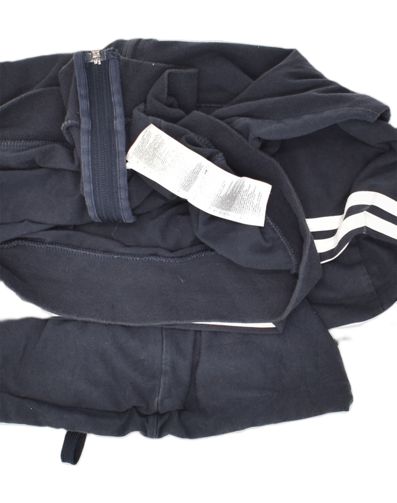 ADIDAS Womens Zip Hoodie Sweater UK 12/14 Medium Navy Blue Cotton | Vintage Adidas | Thrift | Second-Hand Adidas | Used Clothing | Messina Hembry 