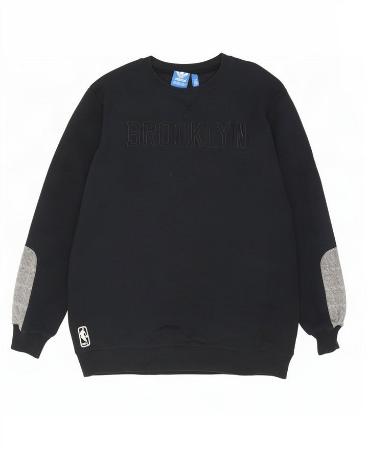 Adidas Mens Graphic Sweatshirt Jumper Large Black Colourblock Cotton