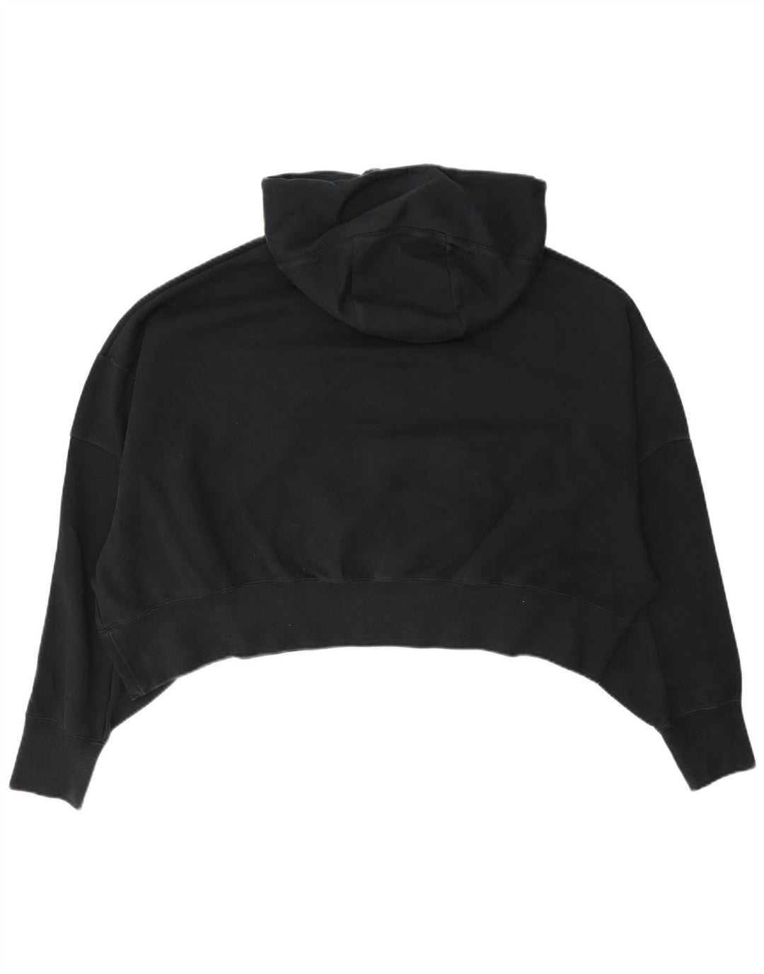 Nike Womens Crop Oversized Hoodie Jumper UK 14 Medium Black Cotton