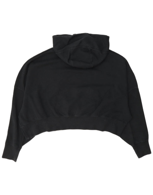 Nike Womens Crop Oversized Hoodie Jumper UK 14 Medium Black Cotton