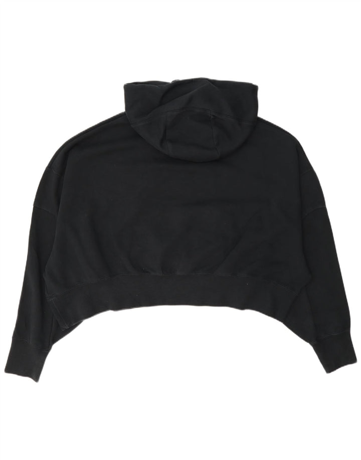 Nike Womens Crop Oversized Hoodie Jumper UK 14 Medium Black Cotton