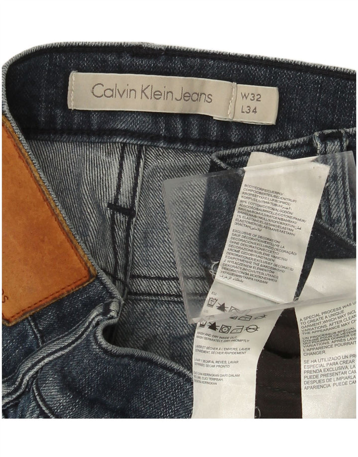 CALVIN KLEIN Mens Distressed Slim Jeans W32 L34 Blue Cotton