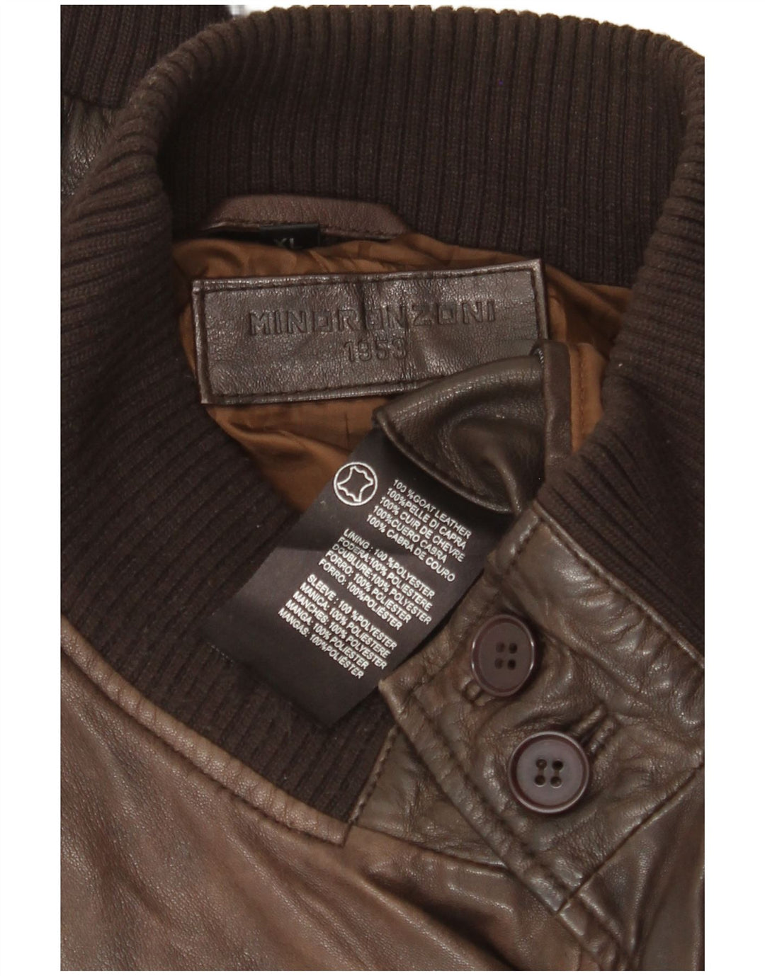 Minoronzoni 1953 Mens Leather Jacket UK 42 XL Brown Leather