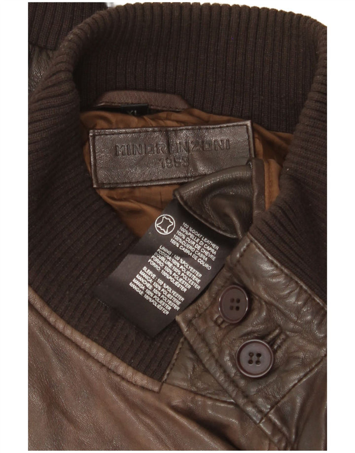 Minoronzoni 1953 Mens Leather Jacket UK 42 XL Brown Leather